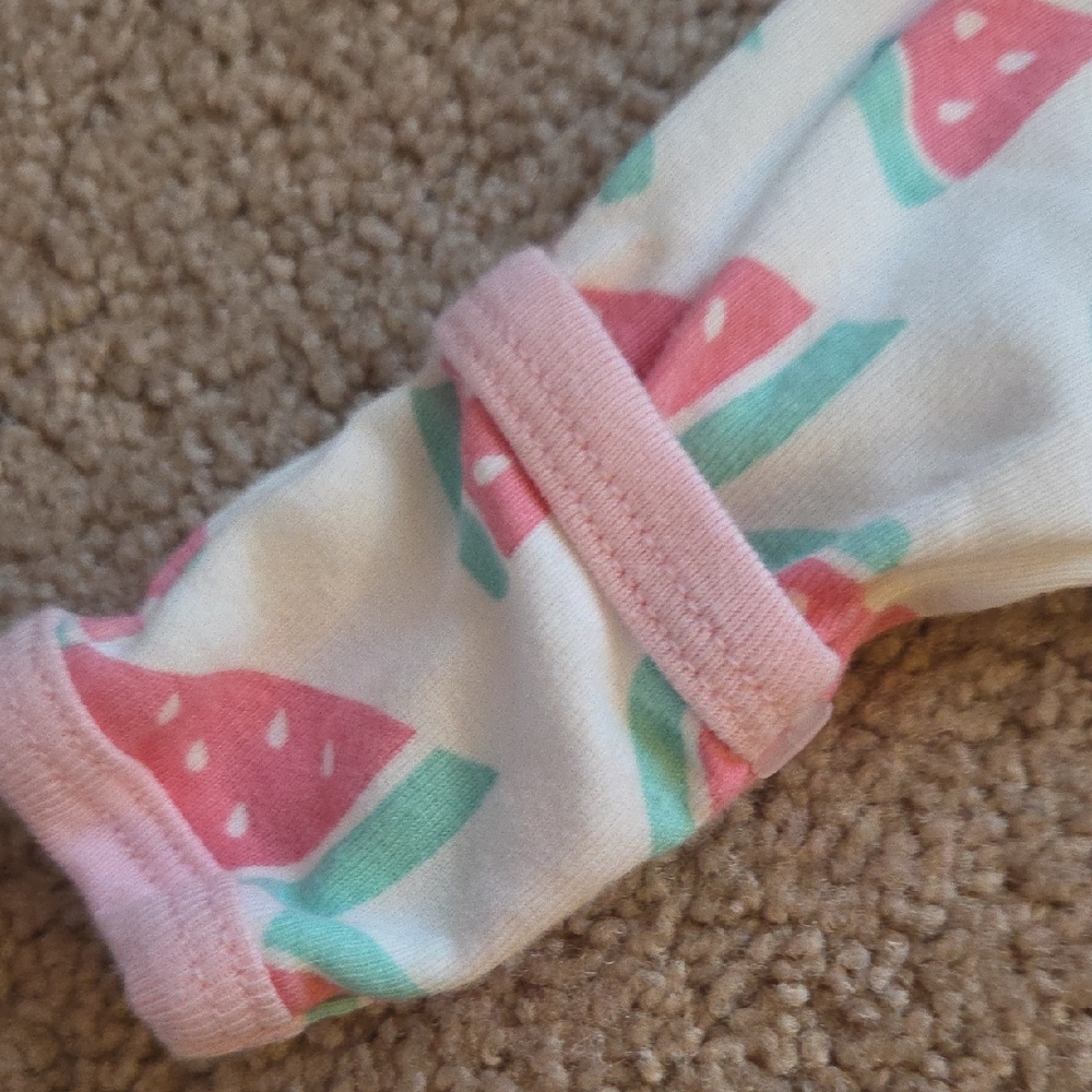 Charming Watermelon Print Kids Pajama Set - Pink and Green - Picture 3 of 6